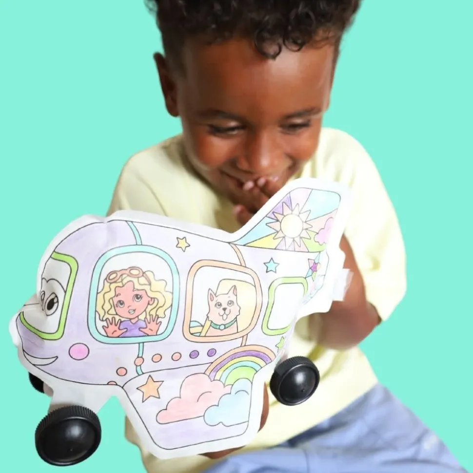 Ara Creative | Opblaasbare kleurplaten Helicopter & Vliegtuig met wielen
