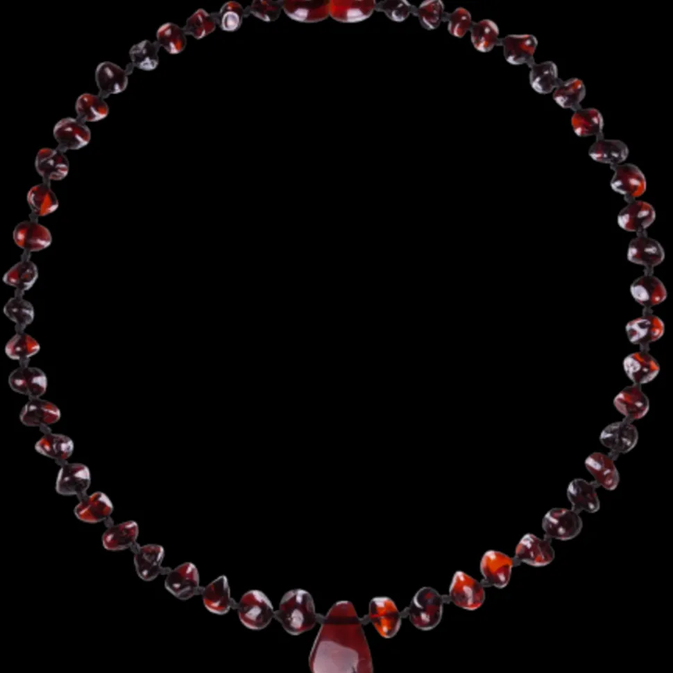 Barnsteen | Ketting | Cognac/Cherry met bedel