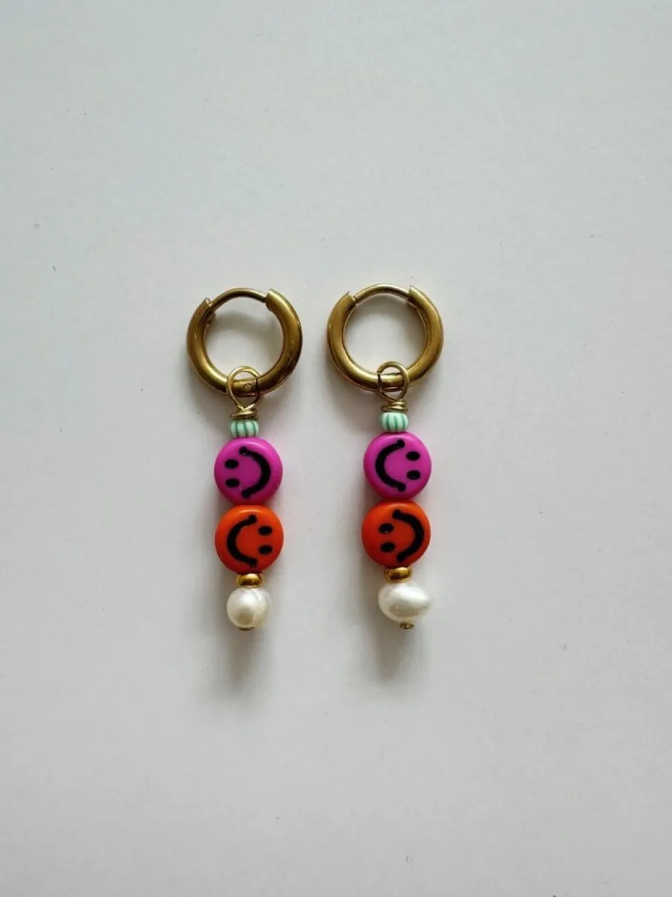 By Melo | Oorbellen | Smiley Oranje/Roze