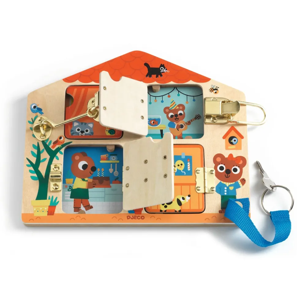 Djeco | Houten grendelbord Cabanalock