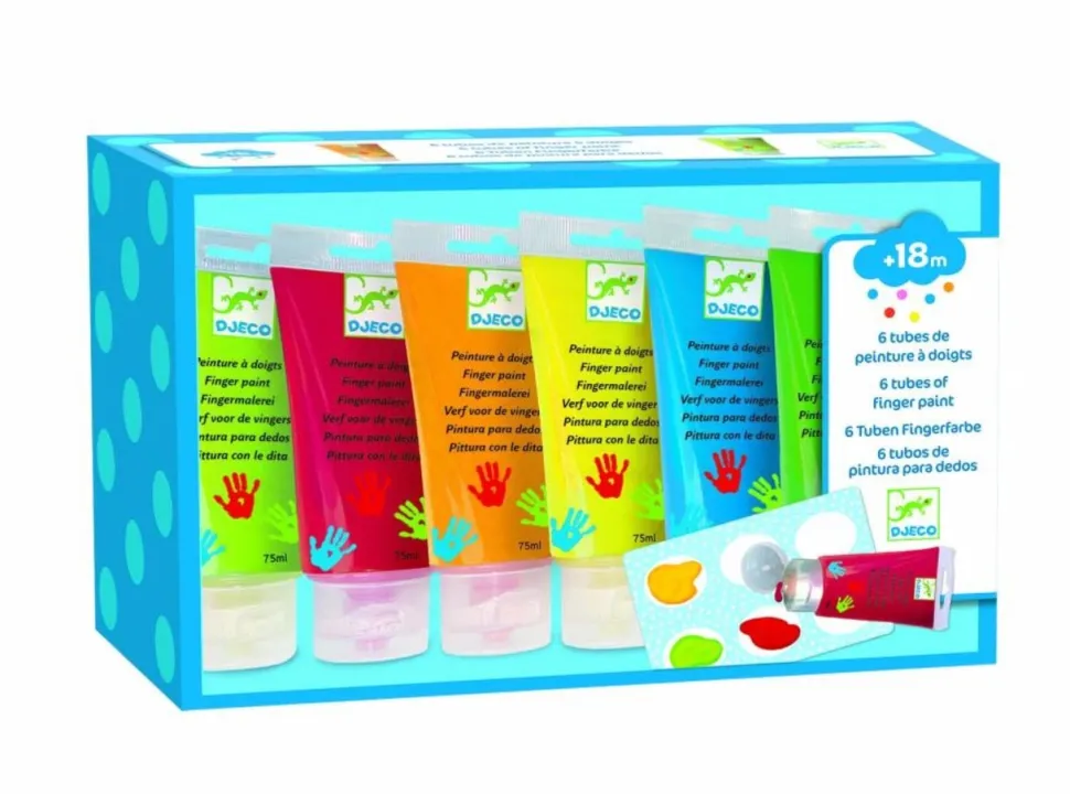 Djeco : set van 6 tubes vingerverf
