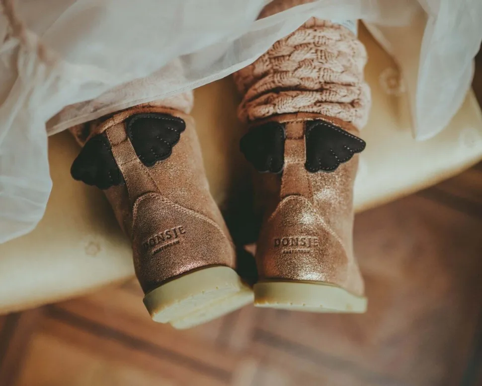 Donsje Amsterdam | Angela Boots | Wings | Bronze Metallic Leather