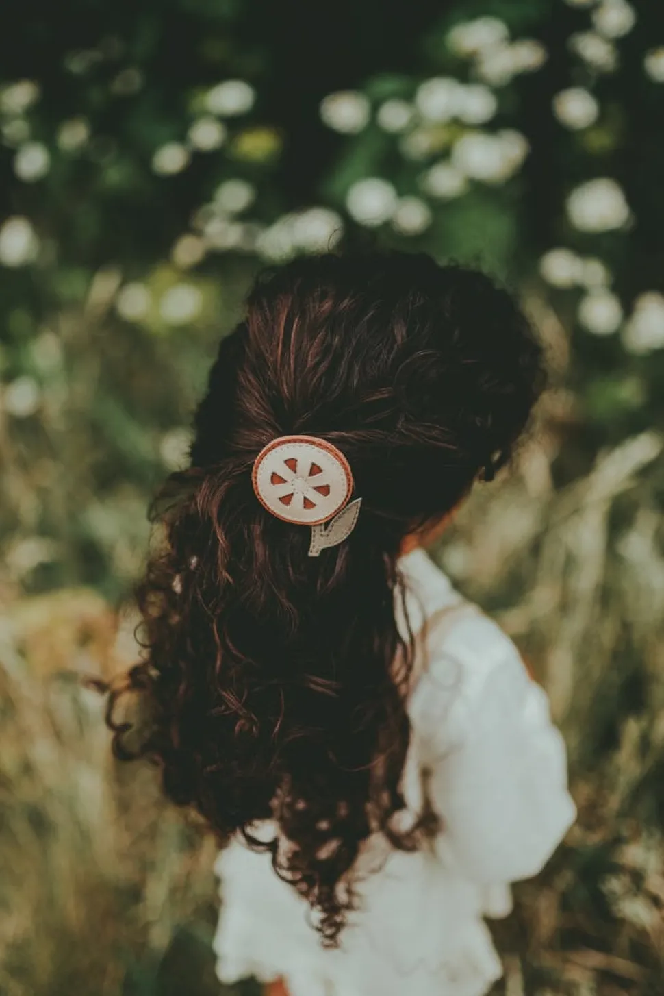 Donsje Amsterdam | Nanoe Fruit Hairclip | Grapefruit | Walnut Nubuck