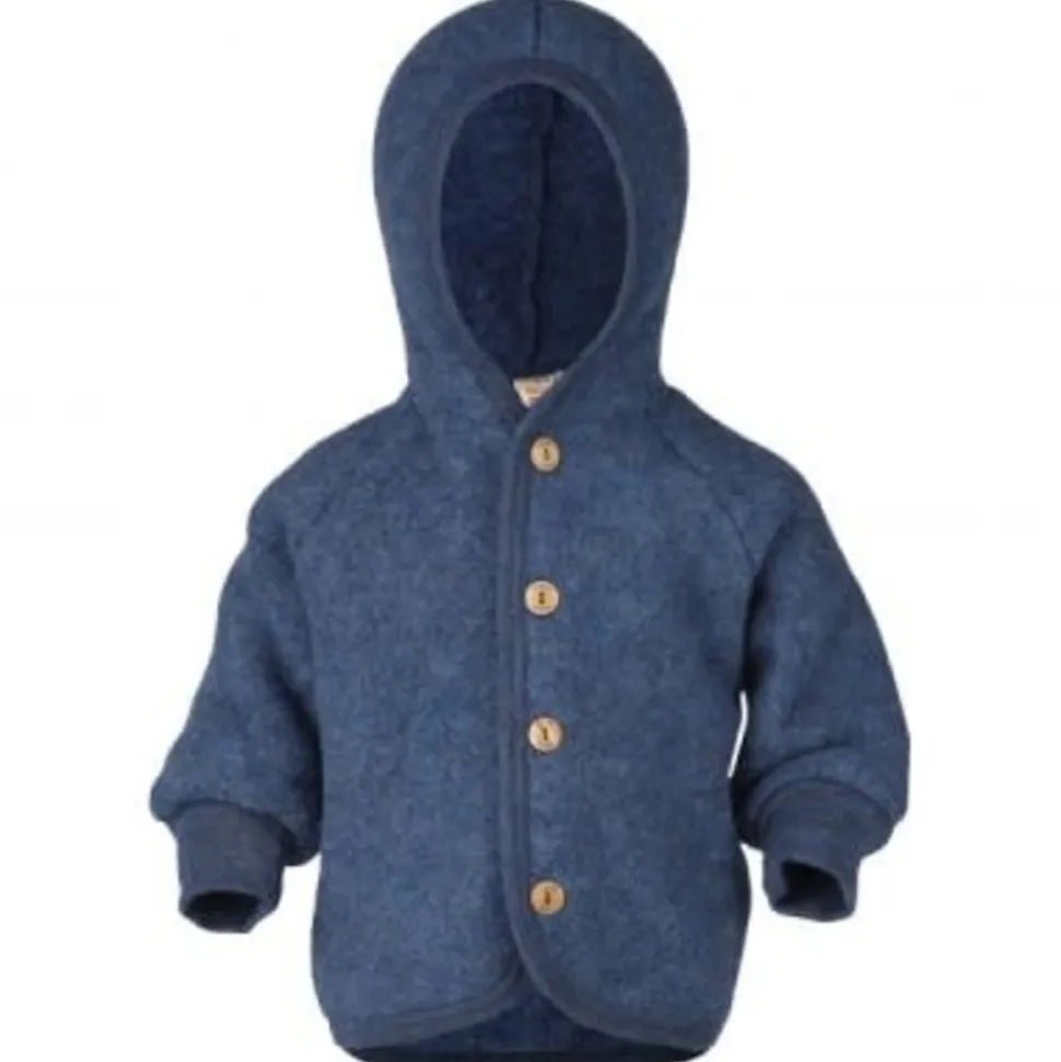 Engel : Hooded jacket - Blue mélange