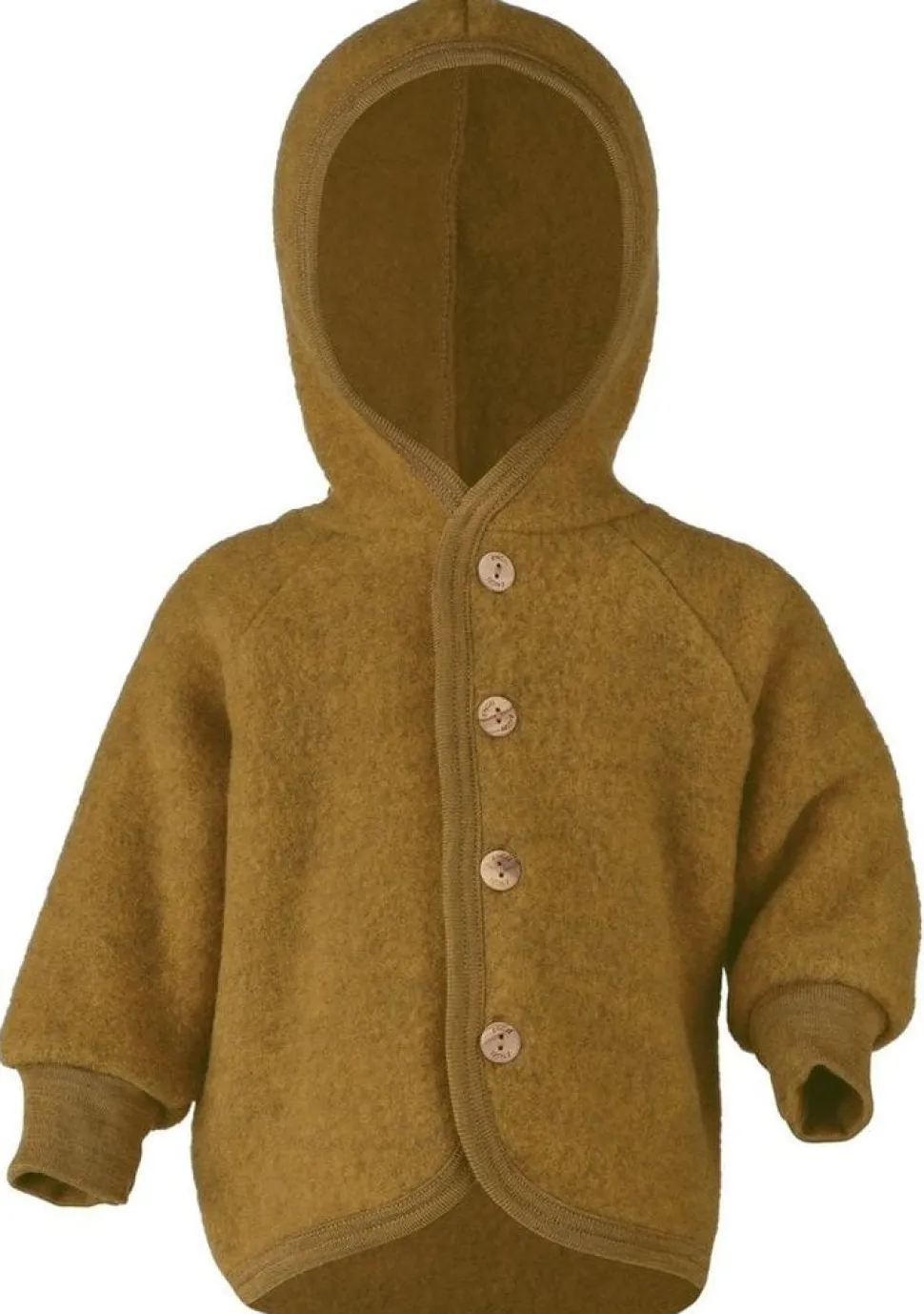 Engel Natur : Hooded Jacket with wooden buttons saffron Mélange