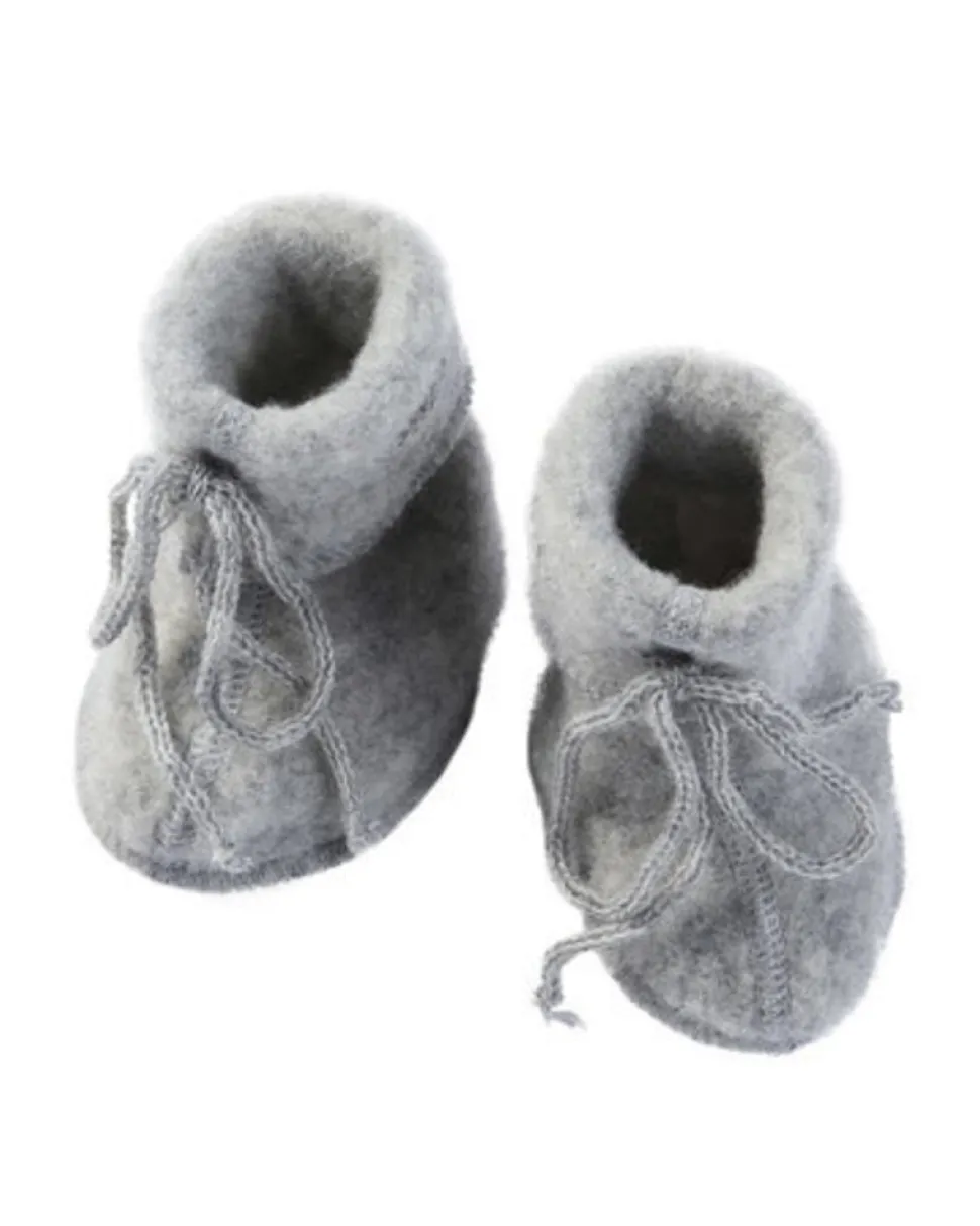 Engel natur : wol fleece baby slofjes - light grey melange