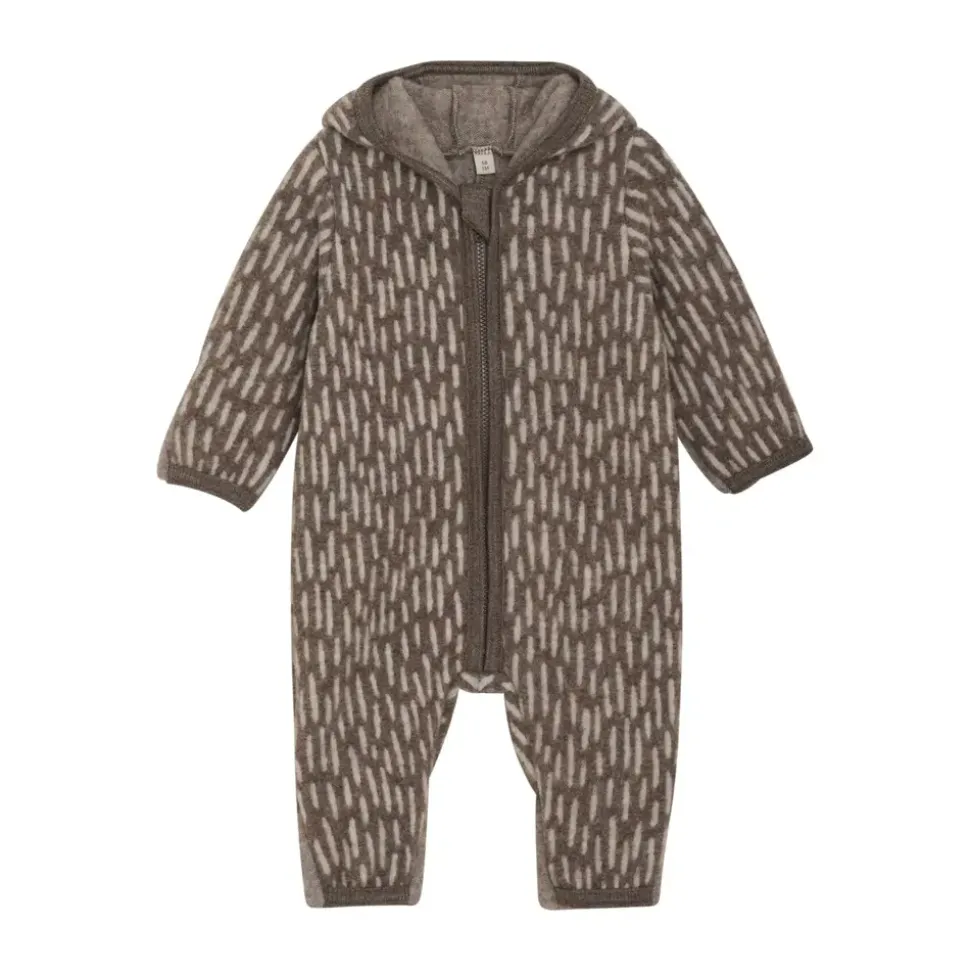 HUTTEliHUT | Pram Suit Ears Wool Fleece (S) | Morel