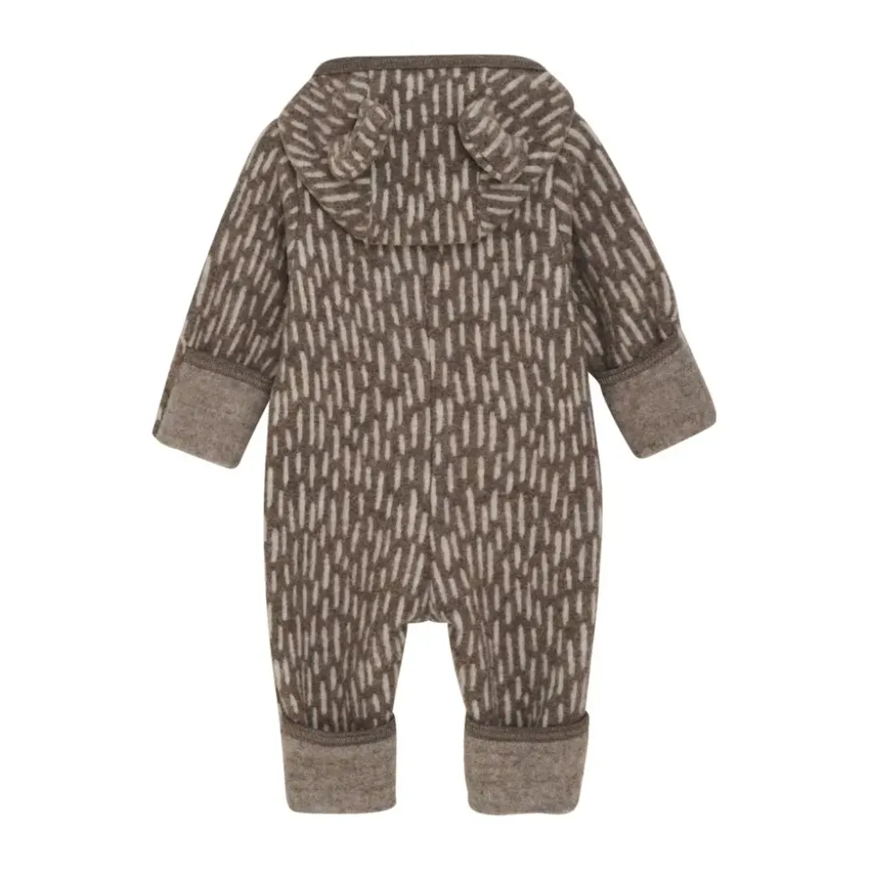 HUTTEliHUT | Pram Suit Ears Wool Fleece (S) | Morel