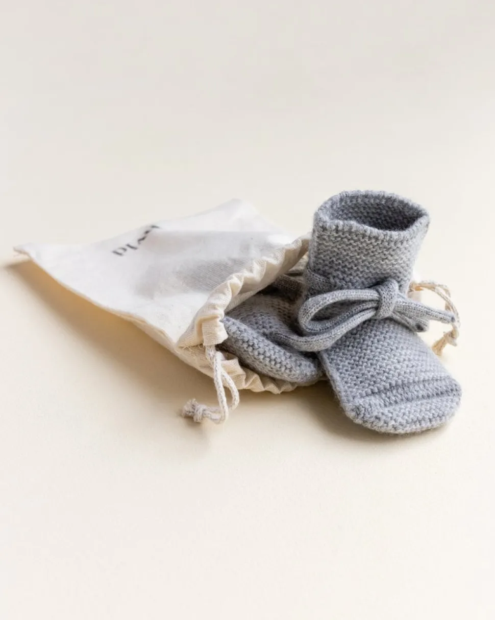 Hvid | Booties | Grey melanges - 0-9 months