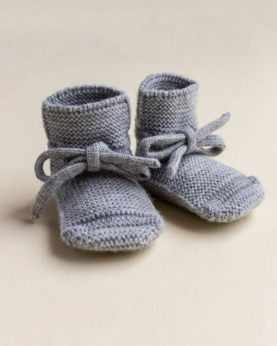 Hvid | Booties | Grey melanges - 0-9 months