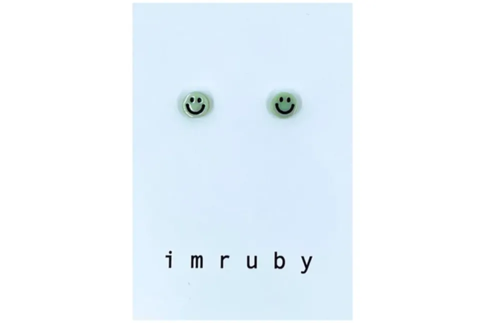 Imruby | Smiley stud earrings | Groen