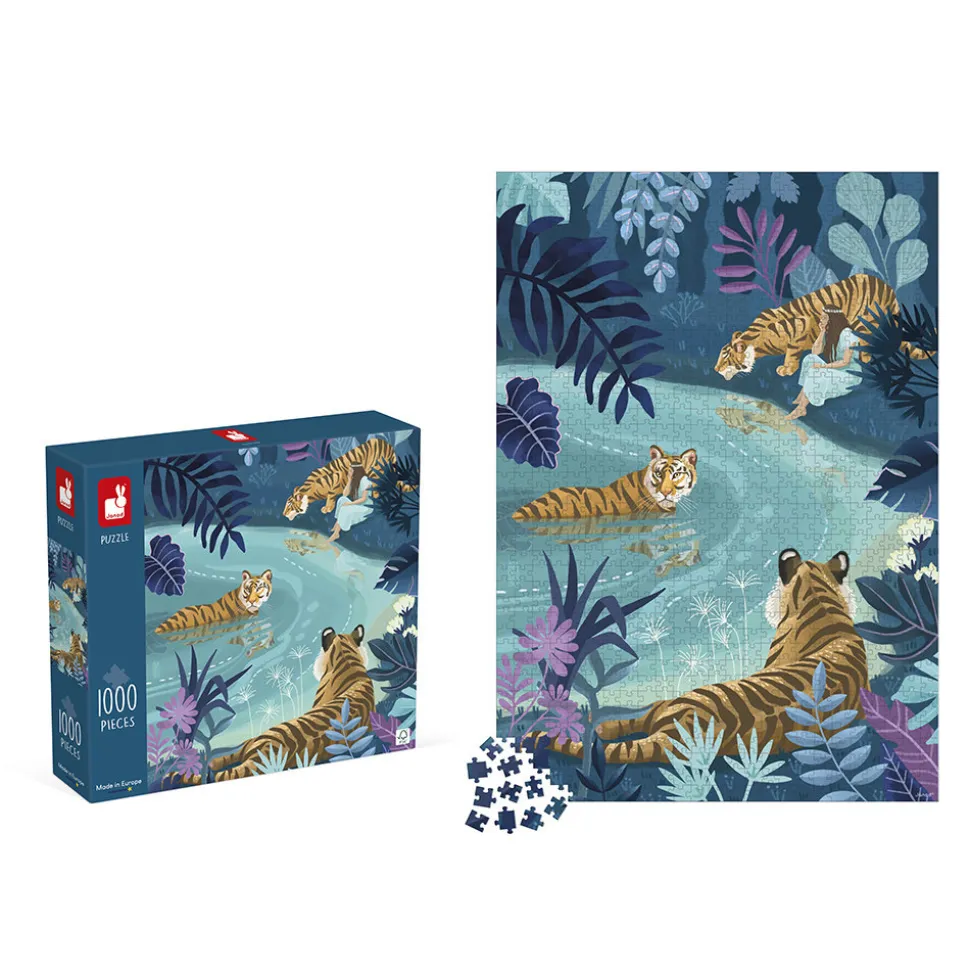 Janod : Puzzel tijgers bij maanlicht 1000 stukjes
