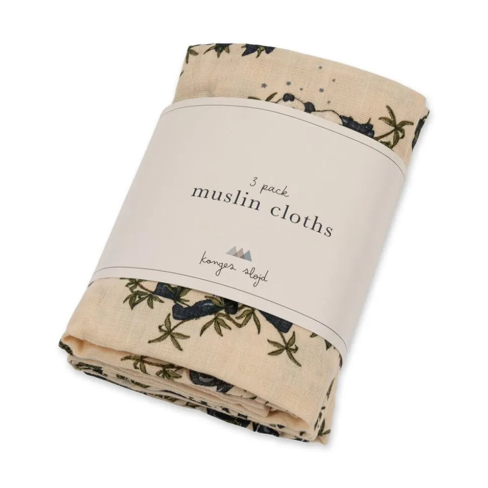 Konges Sløjd | 3 PACK MUSLIN CLOTH GOTS | PANDA NUIT
