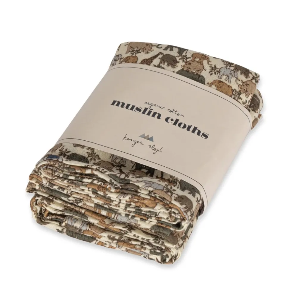 Konges Sløjd | 3 Pack Muslin Cloth Gots | Safari