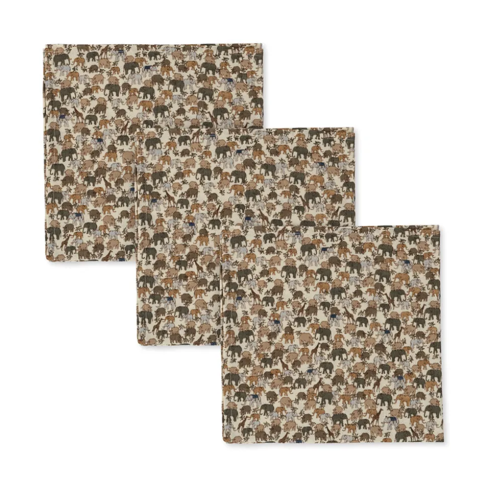 Konges Sløjd | 3 Pack Muslin Cloth Gots | Safari