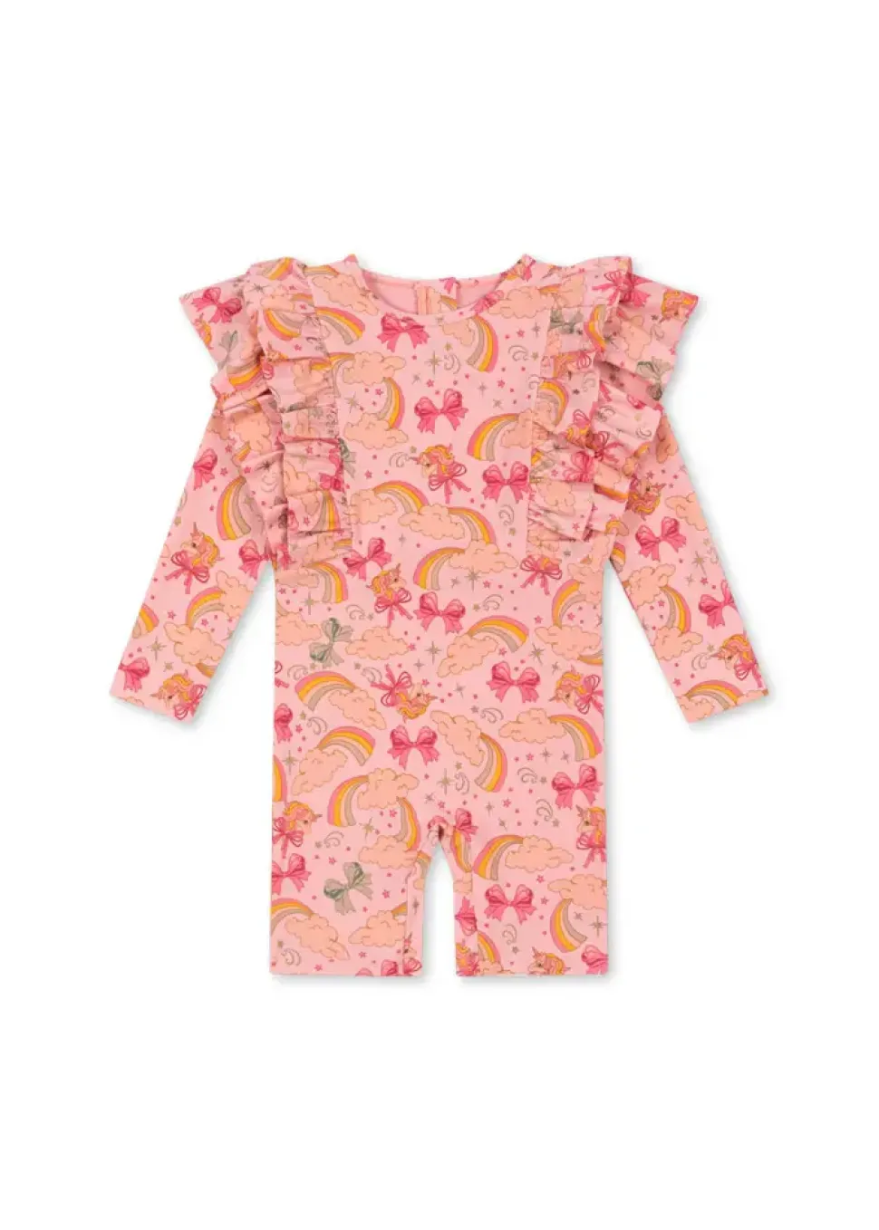 Konges Sløjd | Manuca Frill Onesie Grs | Rainbow Bow