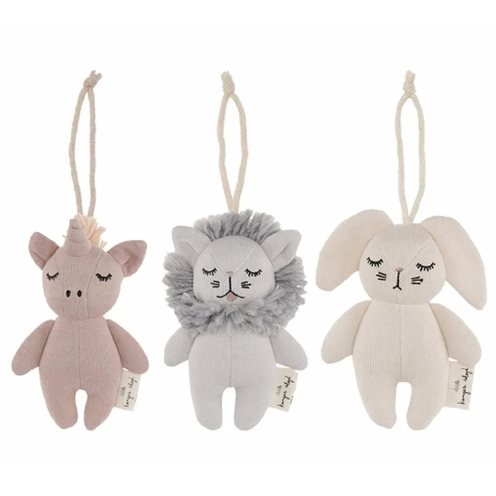 Konges Sløjd: 3-pack activity toys - lion/rabbit/unicorn