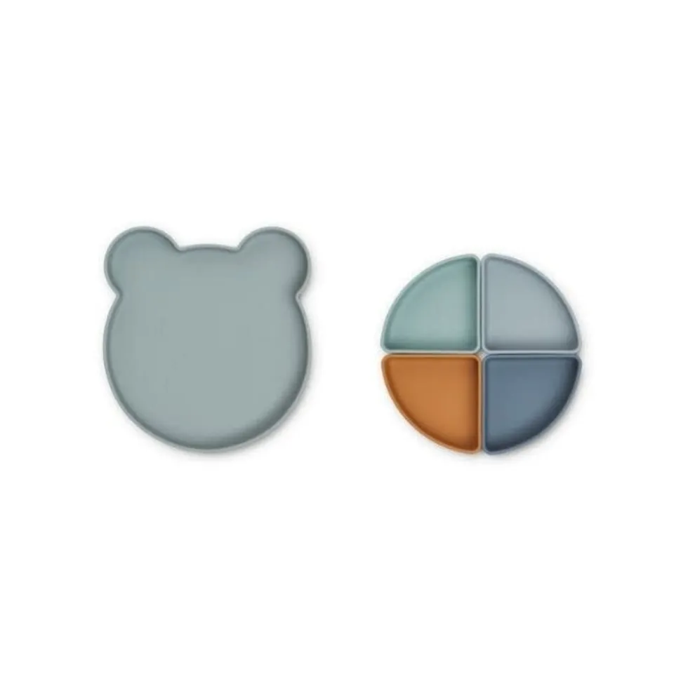 Liewood : Arne divider plate - Mr bear sea blue mix