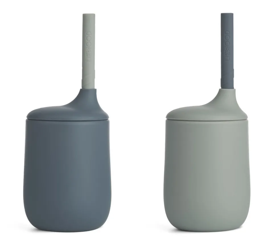 Liewood : Ellis sippy cup 2 pack - Whale blue dove blue mix