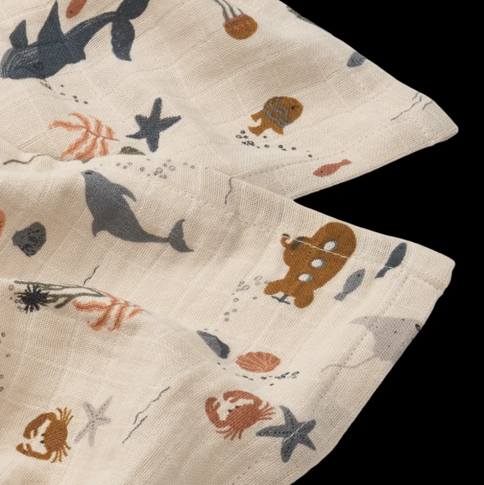 Liewood | Lewis Muslin Cloth 2-Pack | Sea creature / Sandy