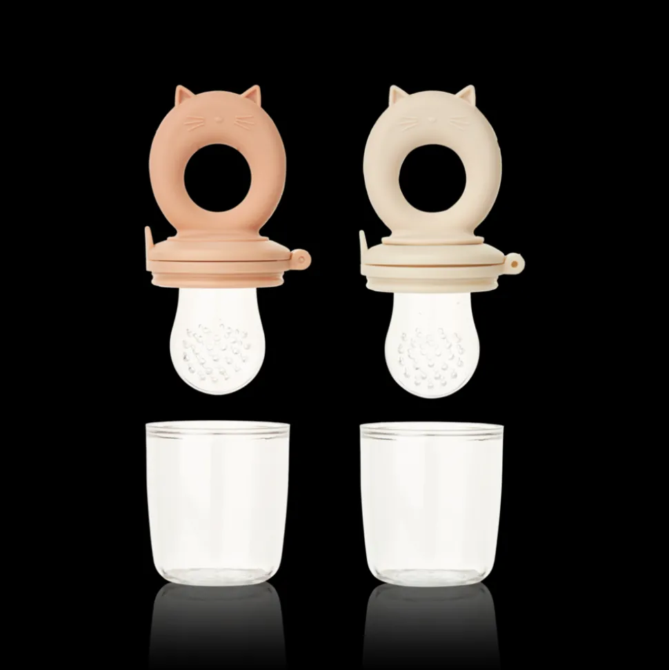 Liewood | Miranda Cat Shape Food Feeder 2-Pack | Tuscany rose / Apple blossom