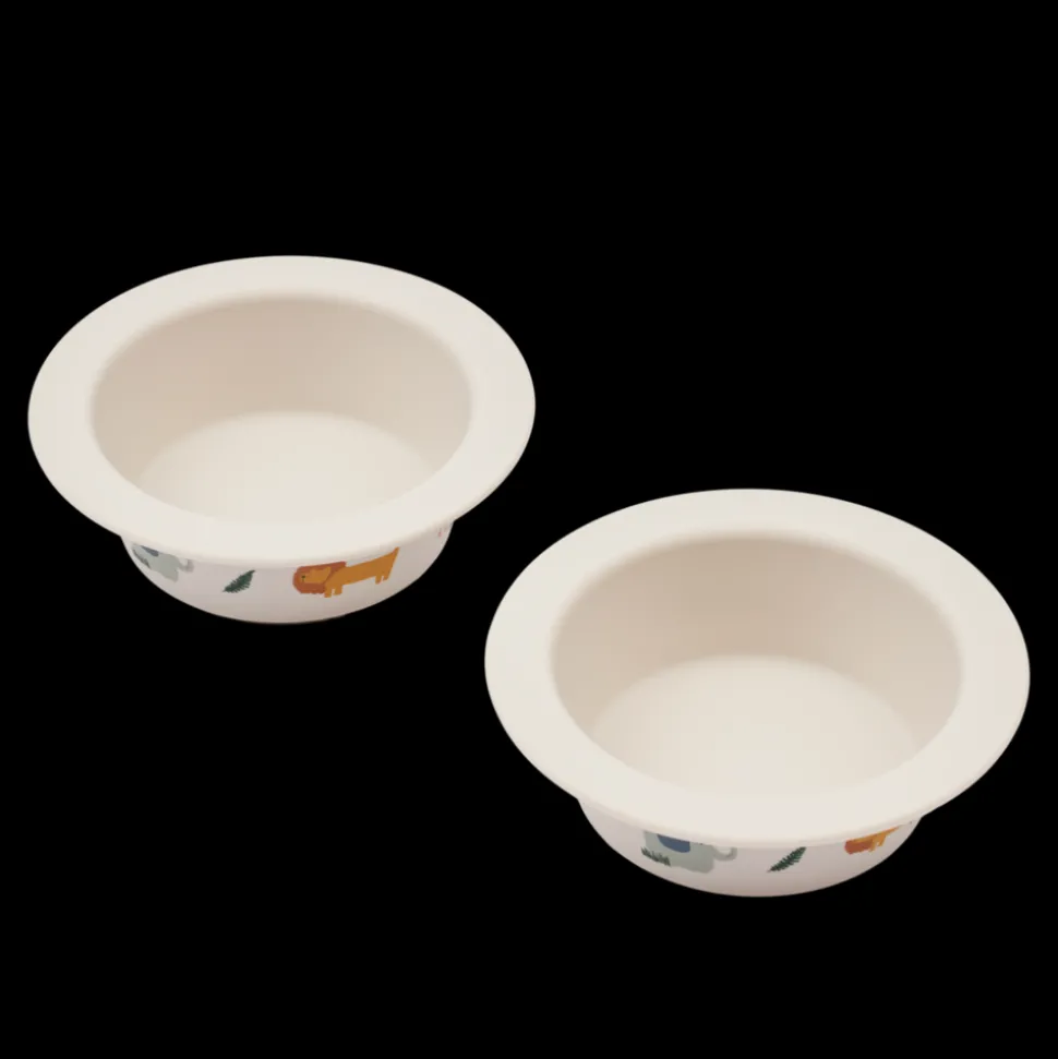 Liewood | Peony Printed Suction Bowl 2-Pack | Safari sandy mix