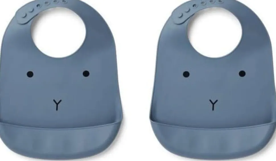 Liewood | Tilda Silicone Bib 2-Pack | Rabbit blue wave