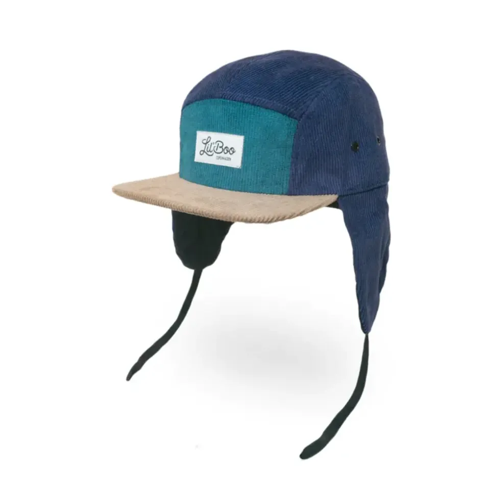 Lil'Boo | Corduroy Block 5 Panel with ears | Green/Blue