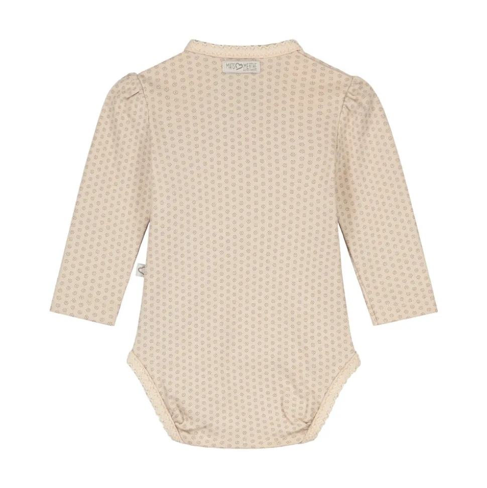 Mats & Merthe | Nova basic body longsleeve | Buttermilk Taupe print/Buttermilk lace