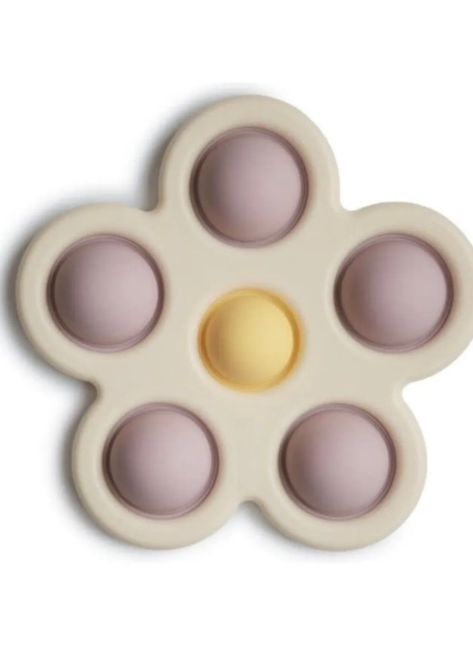 Mushie | Flower Press Toy | Soft Lilac/Daffodil/Ivory