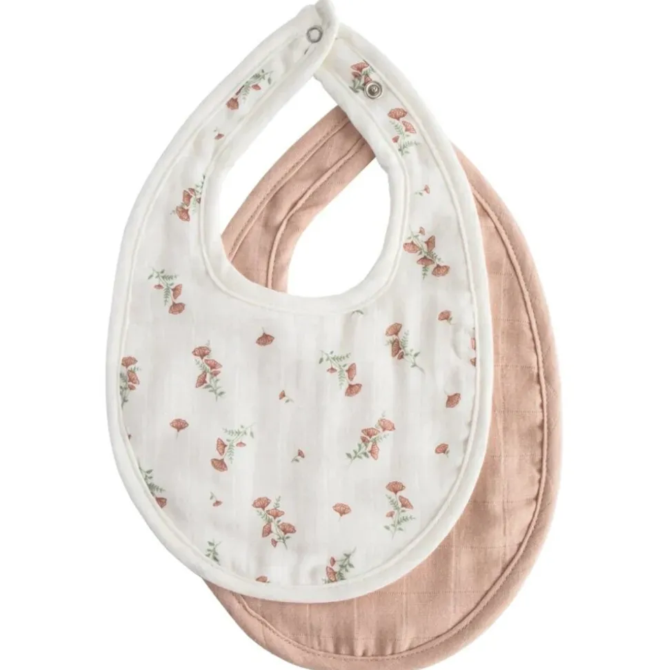 Mushie | Muslin bib 2-pack | Blush/Pink Floral