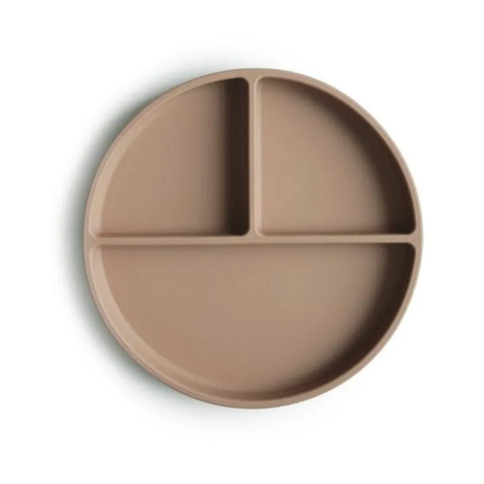 Mushie : Silicone Plate - Naturel - Bord met zuignap
