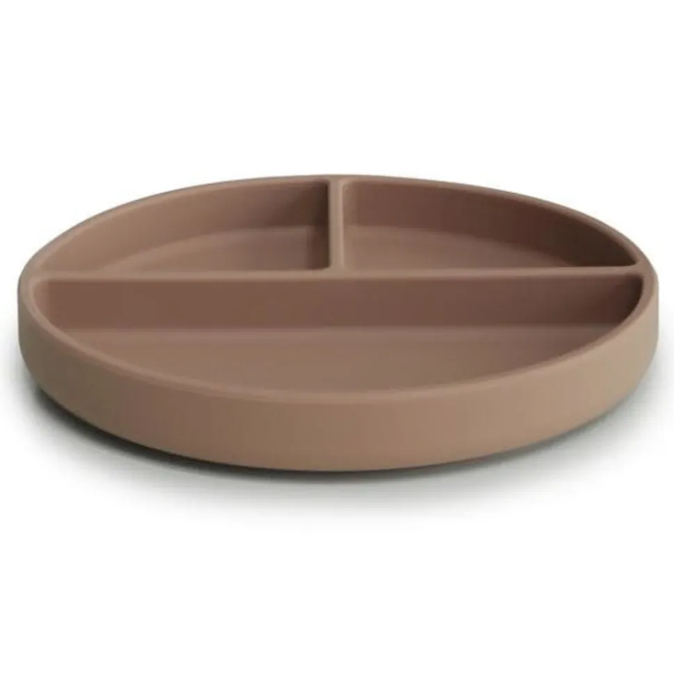 Mushie : Silicone Plate - Naturel - Bord met zuignap