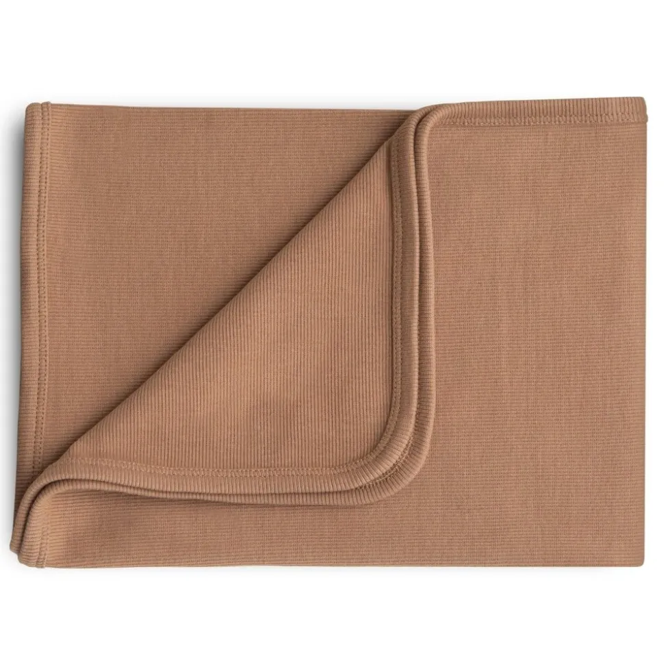 Mushie | Wiegdeken Ribbed Baby Blanket | Tan
