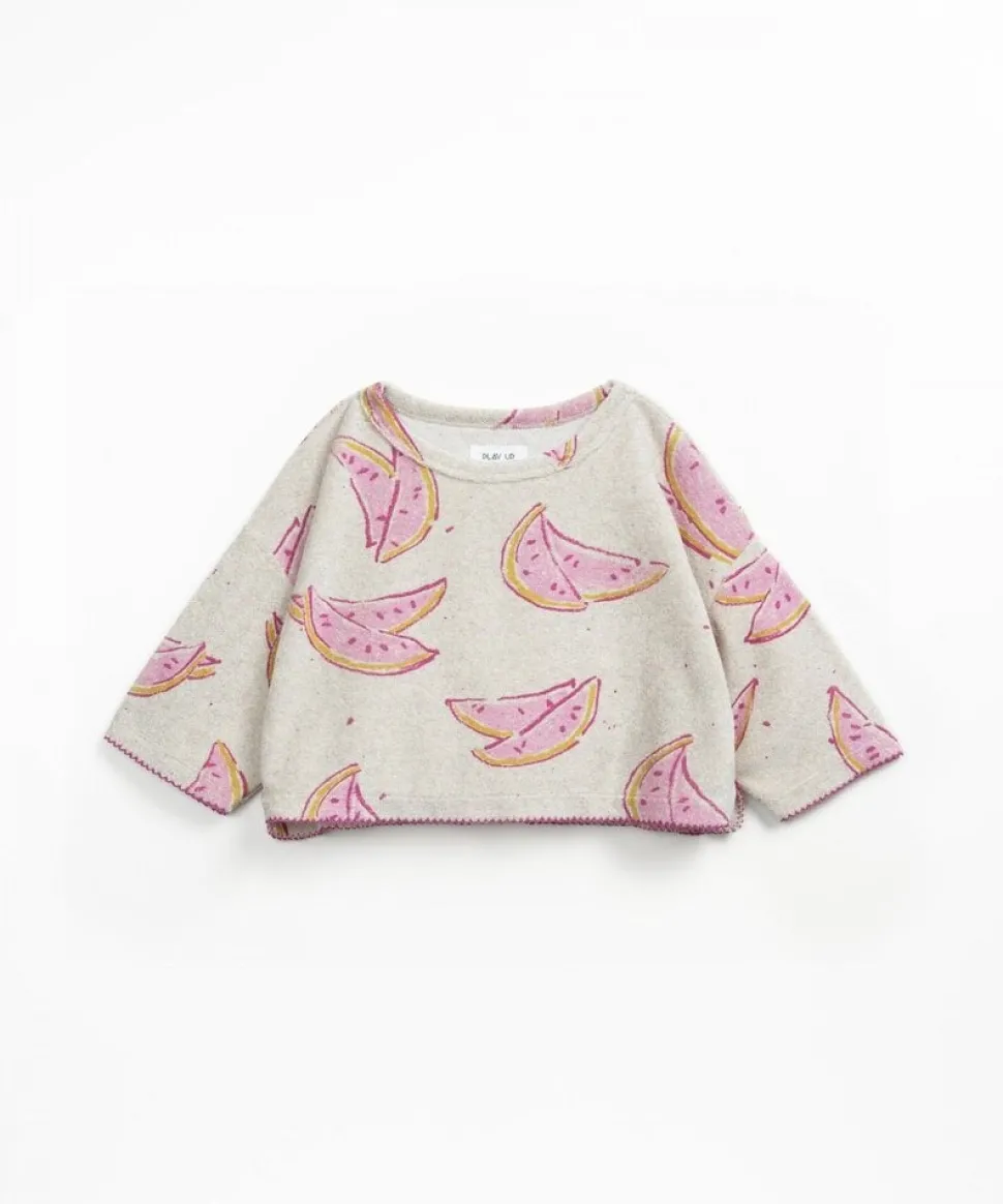 Play Up | Printed Plush Sweater | Grés | PA04/4AQ11351