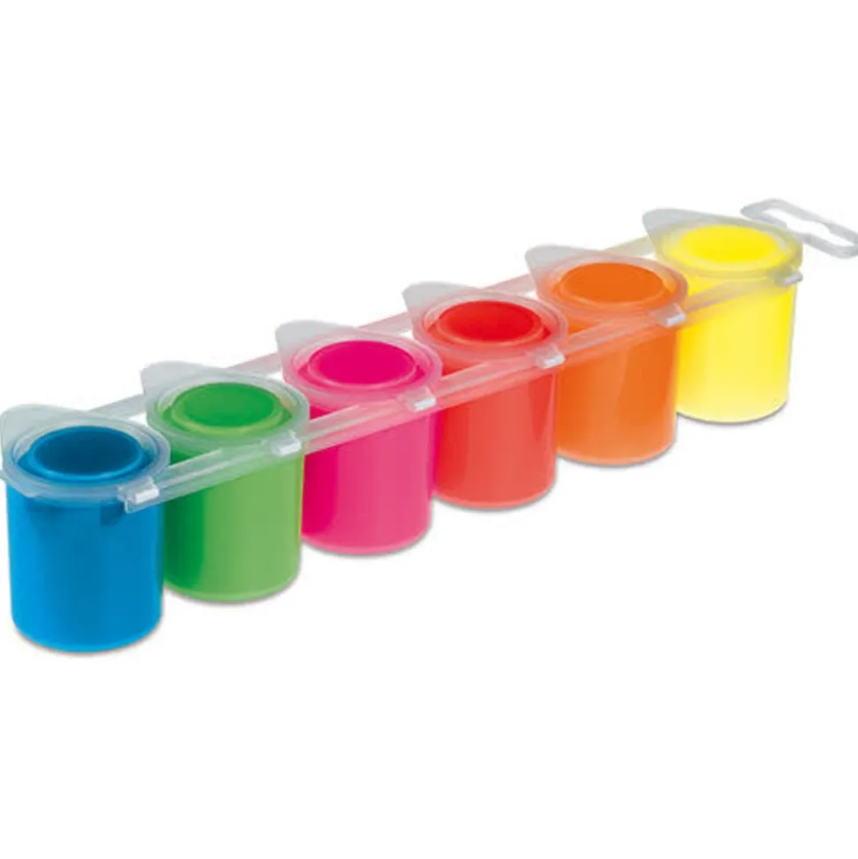 Primo | Plakkaatverf in potje, 6 fluor kleuren