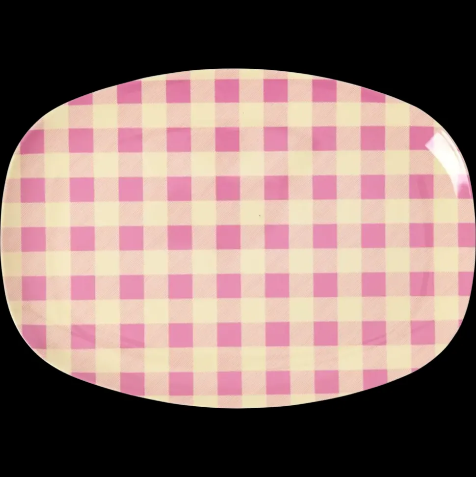 Rice | Melamine Plate with Check It Out Print Pink
