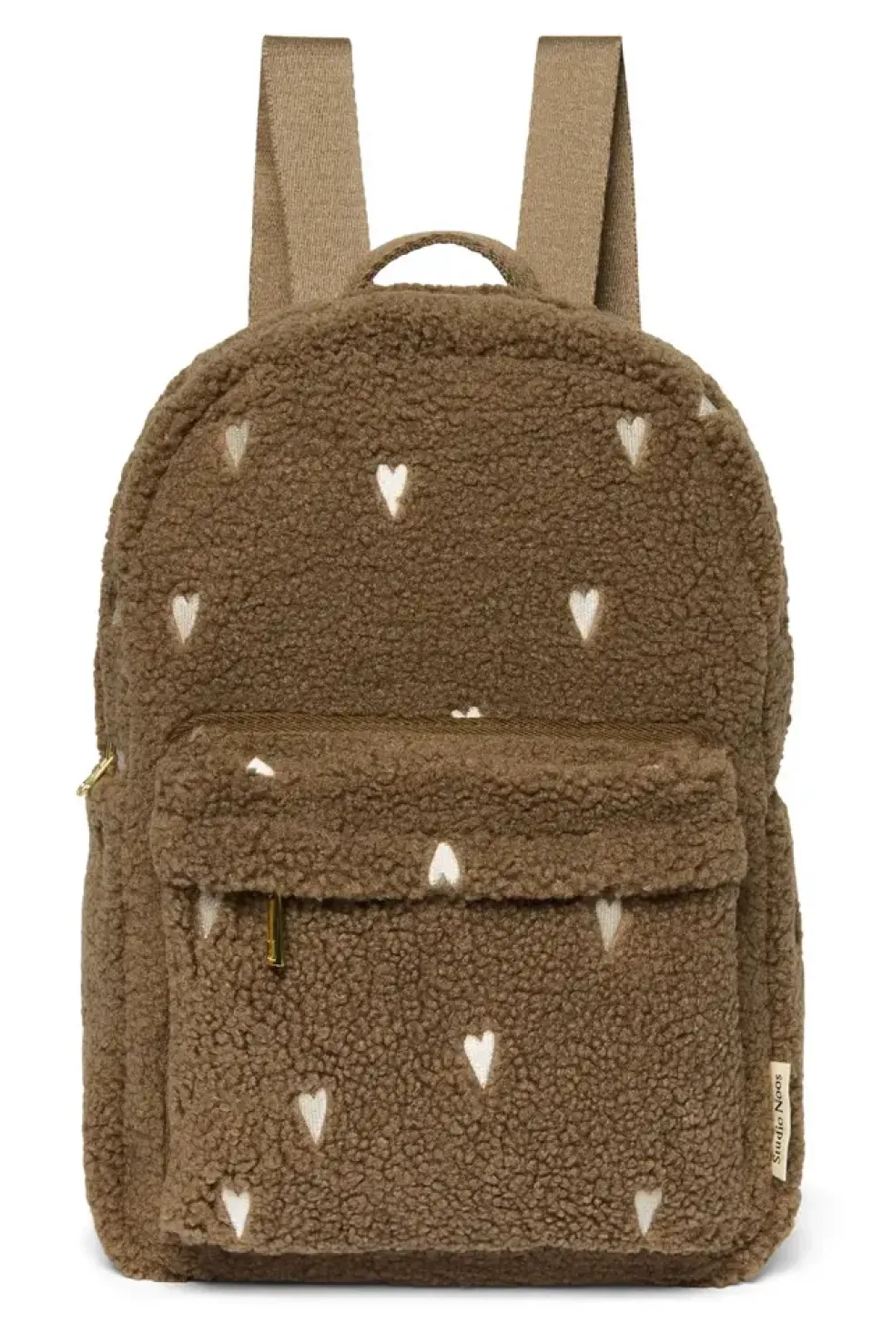 Studio Noos | Brown Teddy Hearts | Midi Backpack with Front Pocket