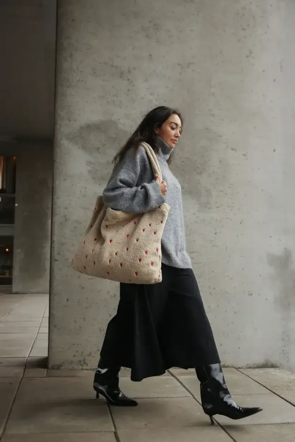 Studio Noos | Ecru Teddy Hearts | Mom Bag