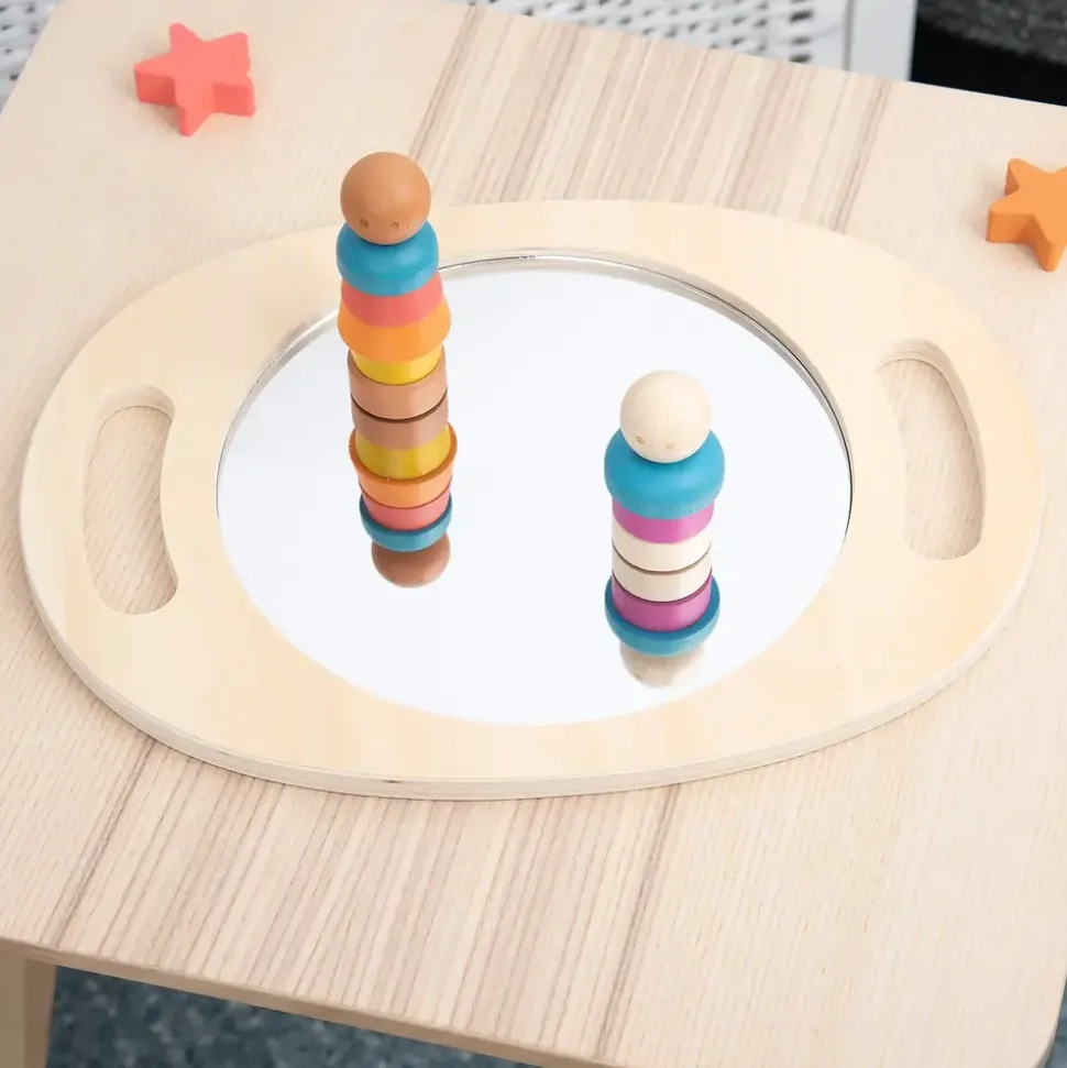 Tickit | Gemakkelijk vast te houden Houten Spiegel