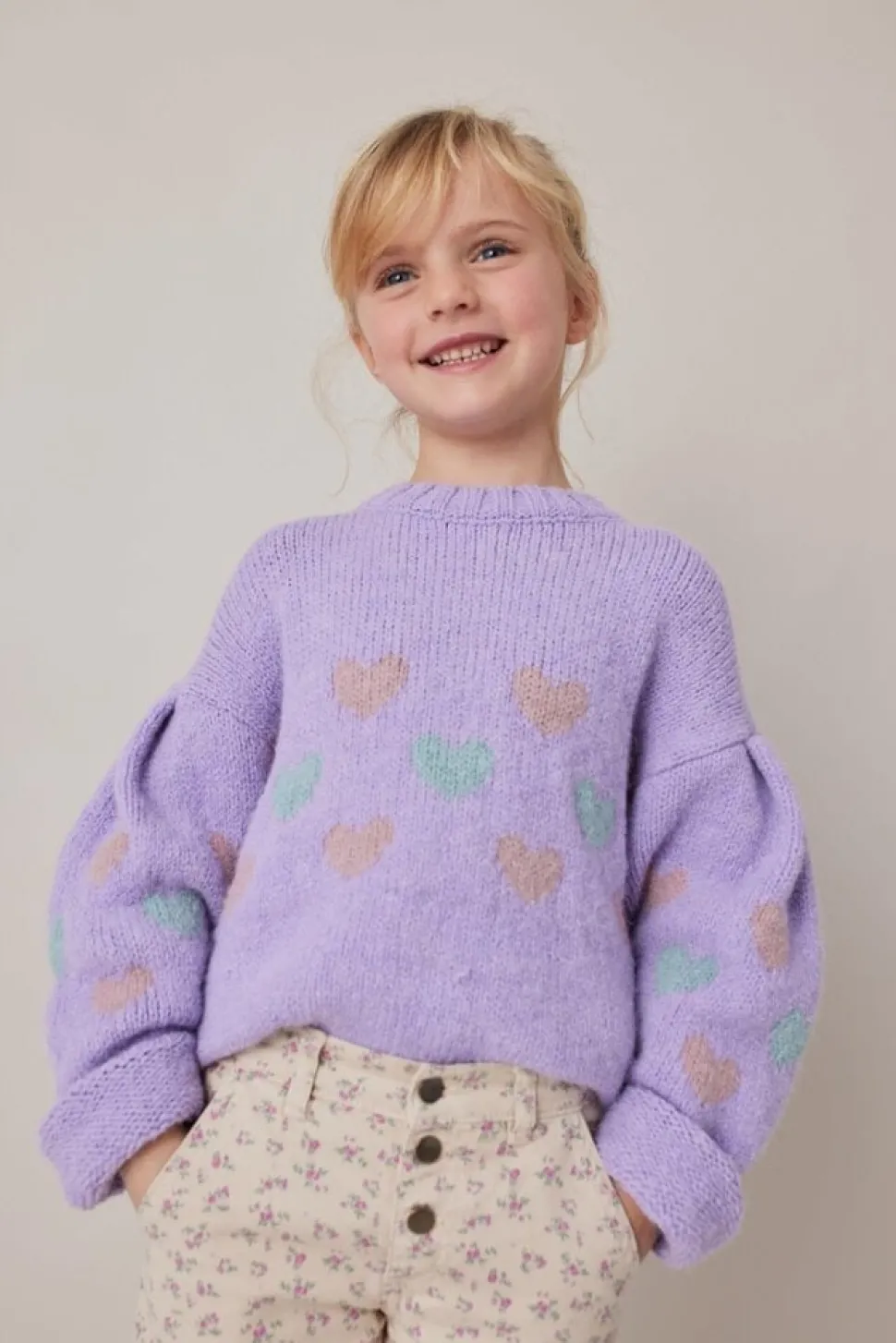 Tocoto Vintage | Hearts Sweater | Lilac