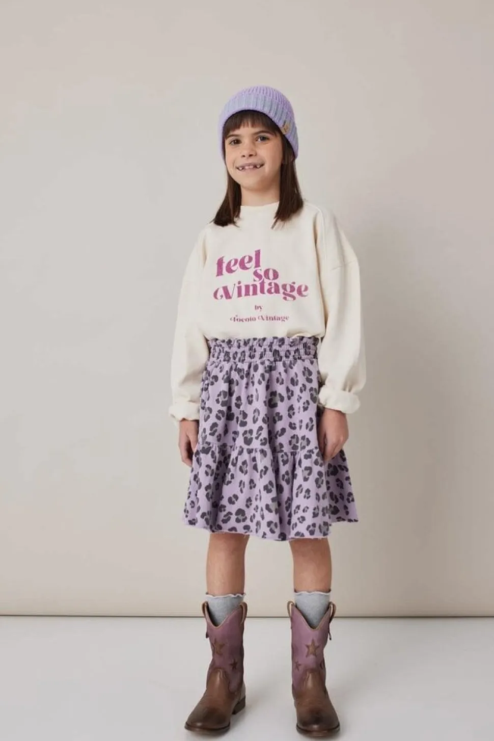 Tocoto Vintage | Plush Mini Skirt Animal Print | Purple