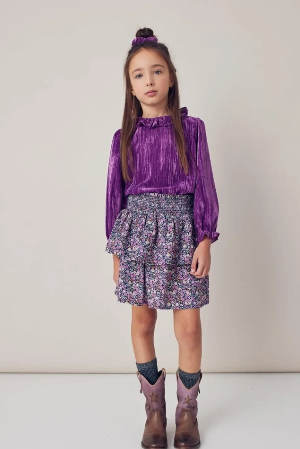 Tocoto Vintage | Velvet Blouse Kid | Lilac